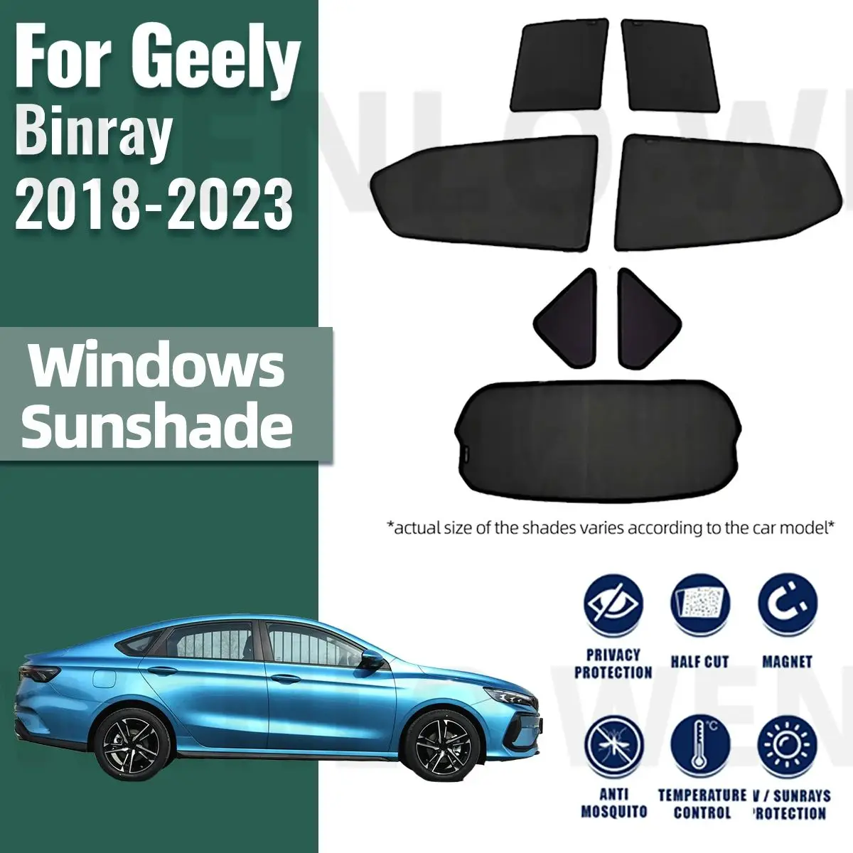 

For Geely Binray 2018 2019 2020 2021 2022 2023 Car Sunshade Magnetic Front Rear Windshield Curtain Side Window Sun Shade Visor