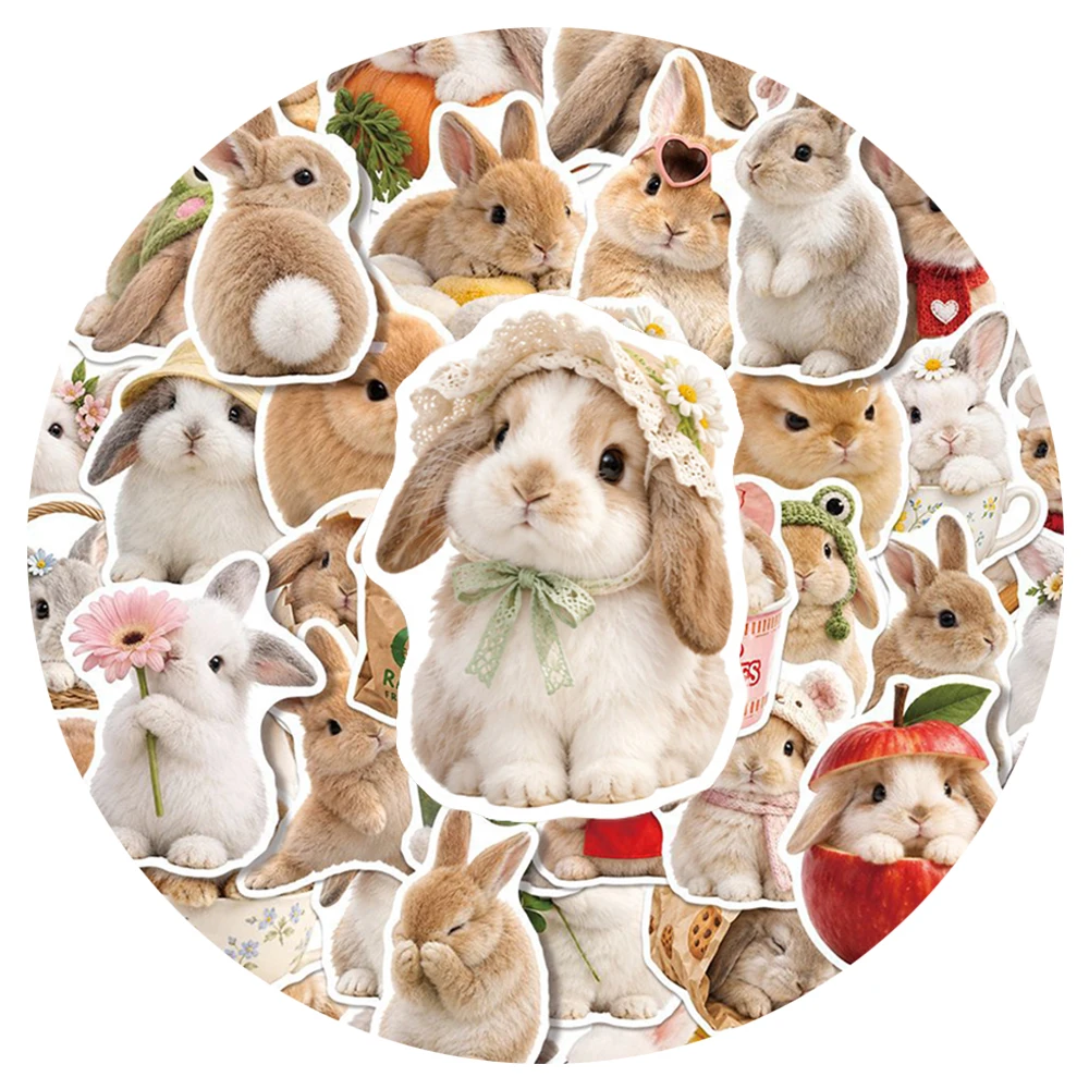 10/30/50pcs Cartoon Bunny Animal Rabbit Stickers Cute Graffiti Decals DIY Water Bottle Notebook Phone Kawaii Waterproof Sticker