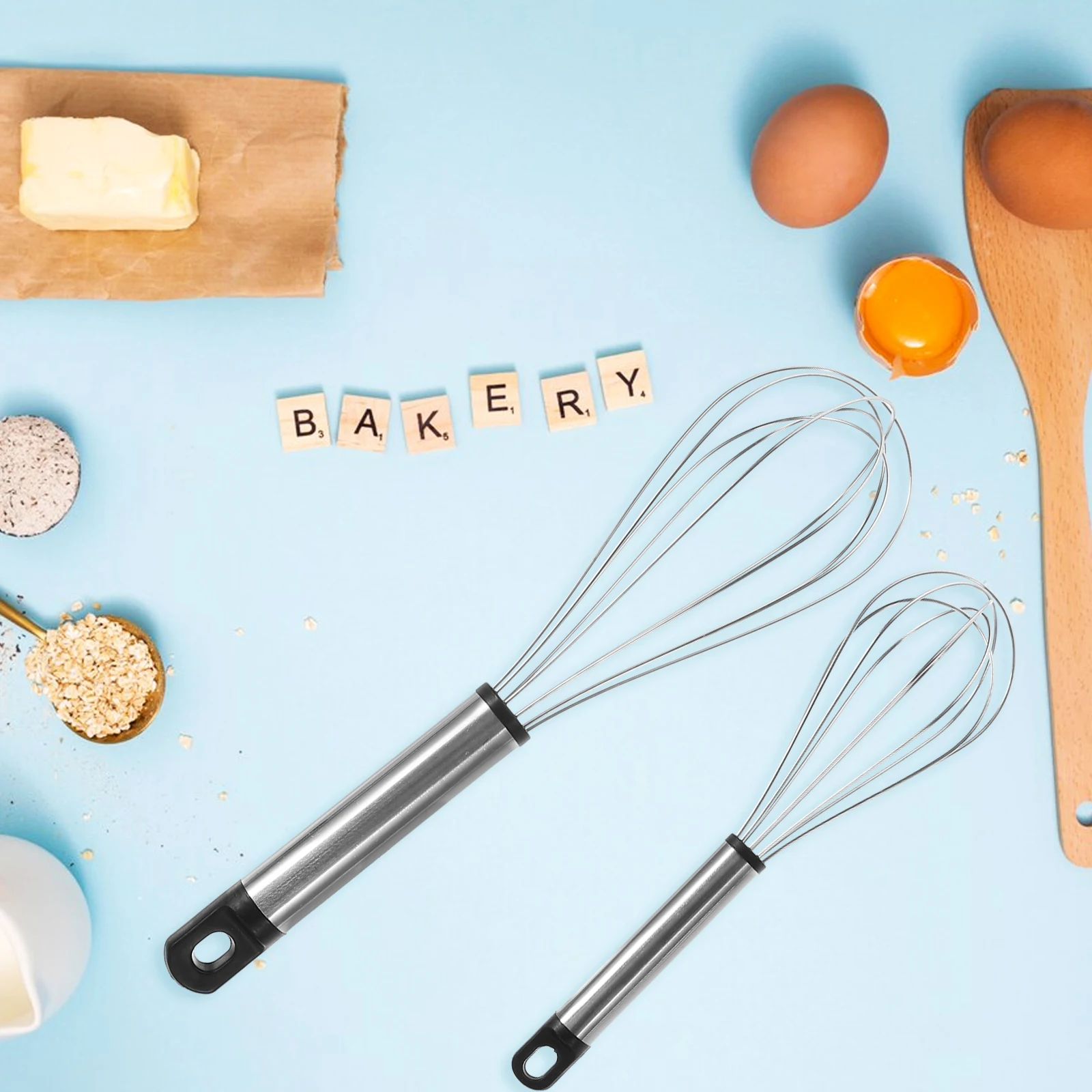 

3 Pcs Egg Beater Stainless Steel Kitchen Tool For Mixing Egg Beater Blender Sauce Batter Cream Eggs Handheld Scrambler