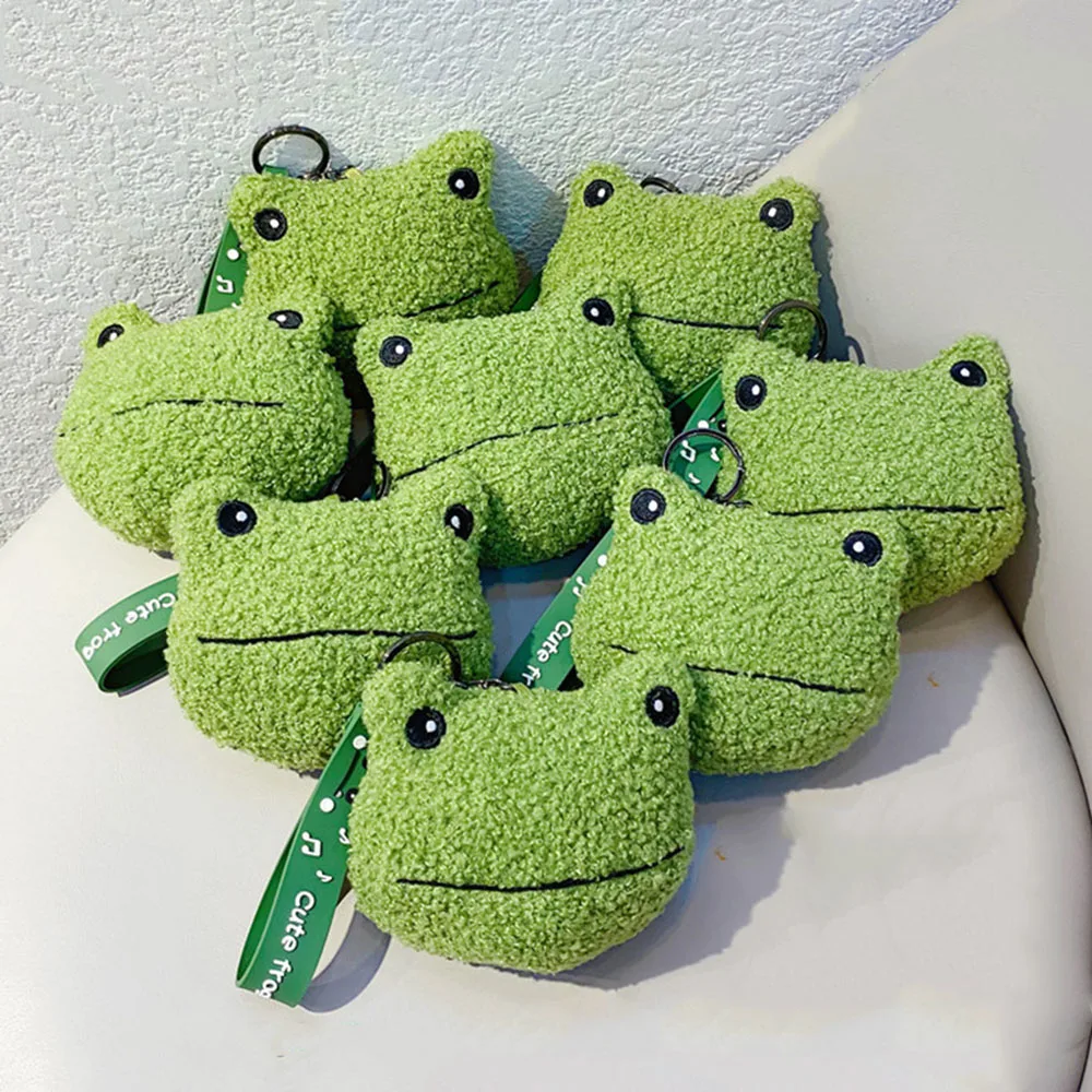 1PC Creative Cute Frog Bag Key Chain Cartoon Plush Green Frogs Doll Coin Purse Schoolbag Pendant Decoration Accessories Gift