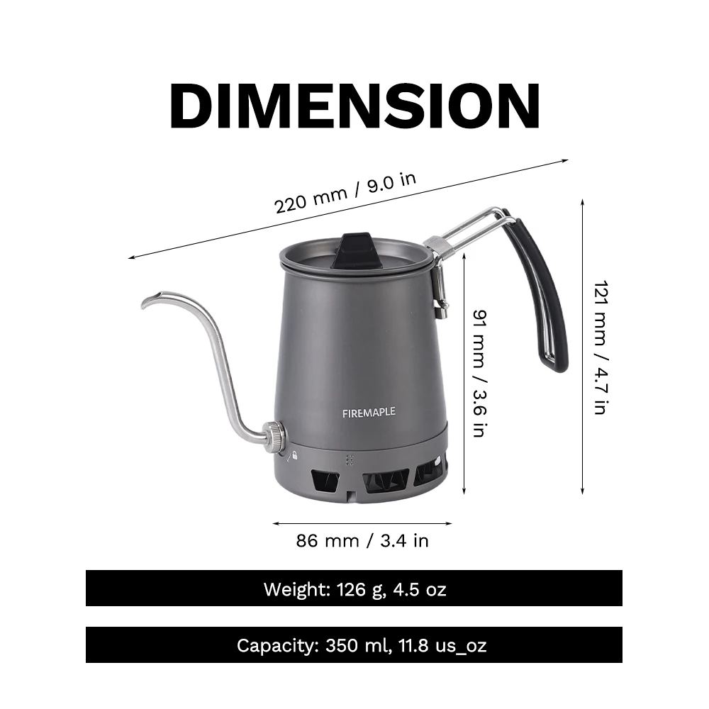 Fire-Maple Petrel Pour-Over Kaffeekessel mit Schwanenhals-Ausgießer, Abnehmbarer Ausgießgriff, Tragbarer Faltbarer HX-Kessel – Detail 1