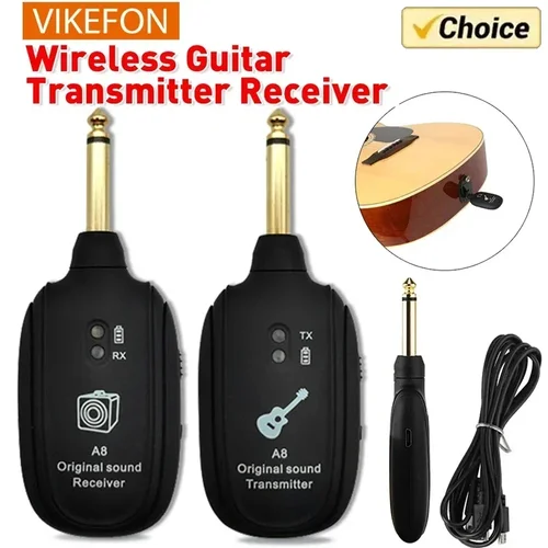 Imagen 1 del producto VIKEFON-sistema inalámbrico UHF para guitarra, transmisor y receptor con batería integrada, rango de transmisión de sonido Original de 50M para guitarra y bajo
