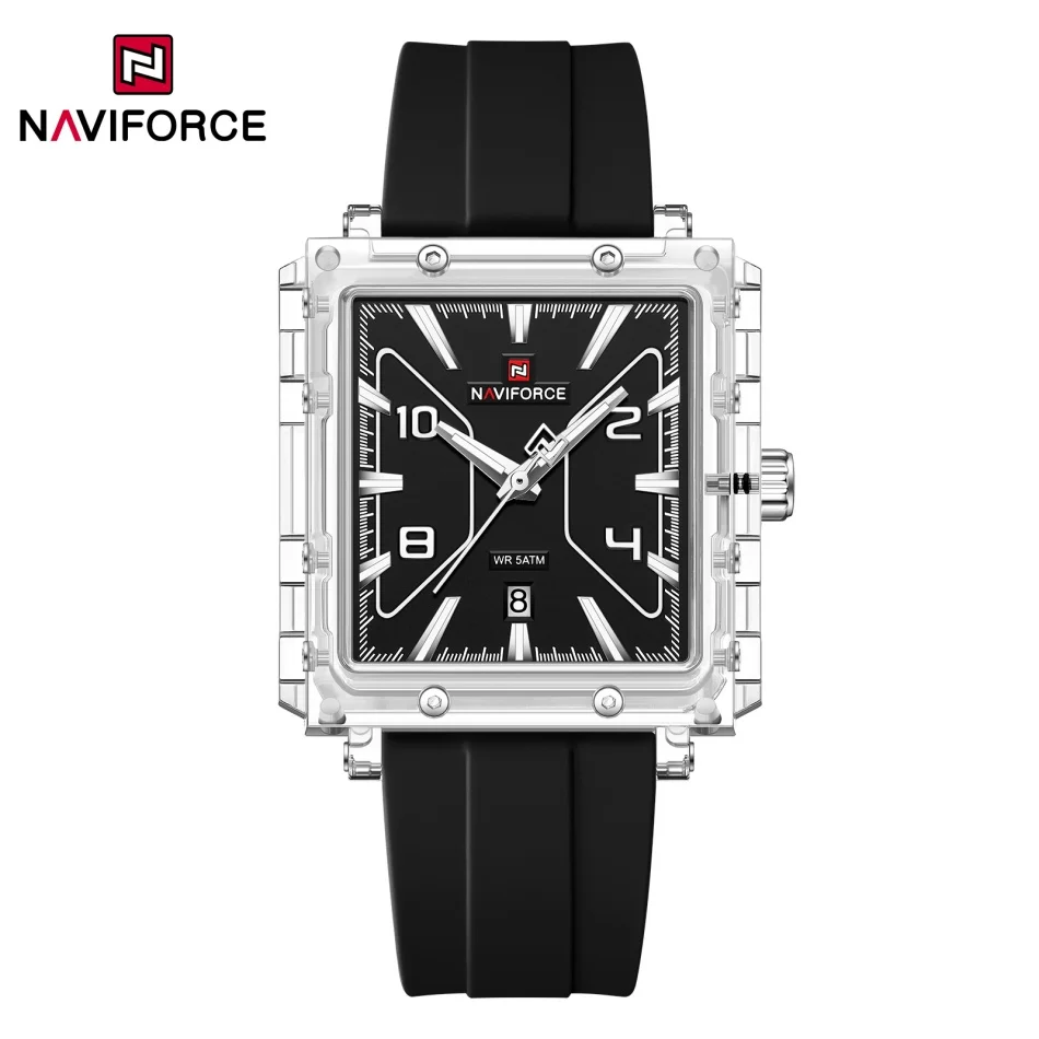New NAVIFORCE Men's 5ATM Waterproof Fashion Quartz Calendar Movement Wristwatch Night Light Pointer Display Boy's Watches Gifts