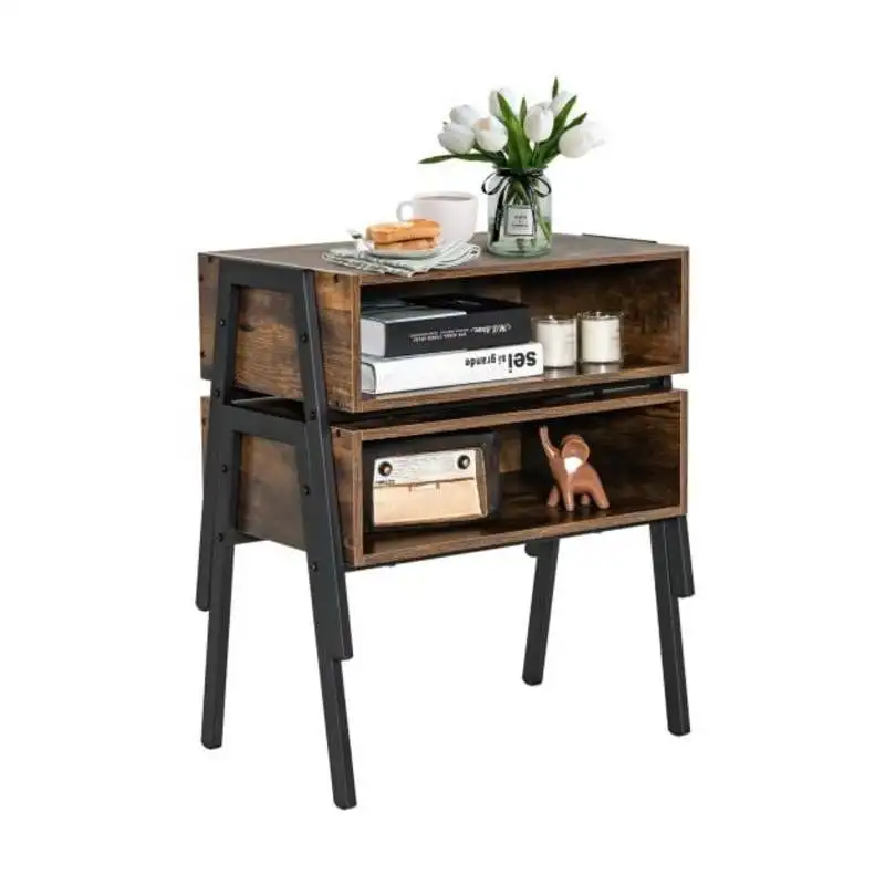 2 Pieces Stackable Night Stand Bedside End Table Set