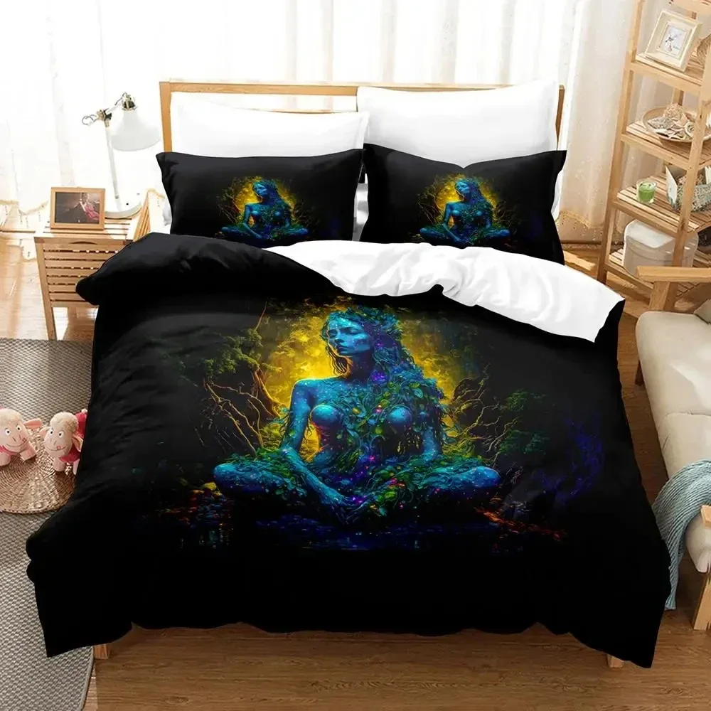 Stampa 3D Madre Terra Blackligh Set biancheria da letto Copripiumino Set letto Copripiumino Federa Trapunte King Queen Size Ragazzi Adulti