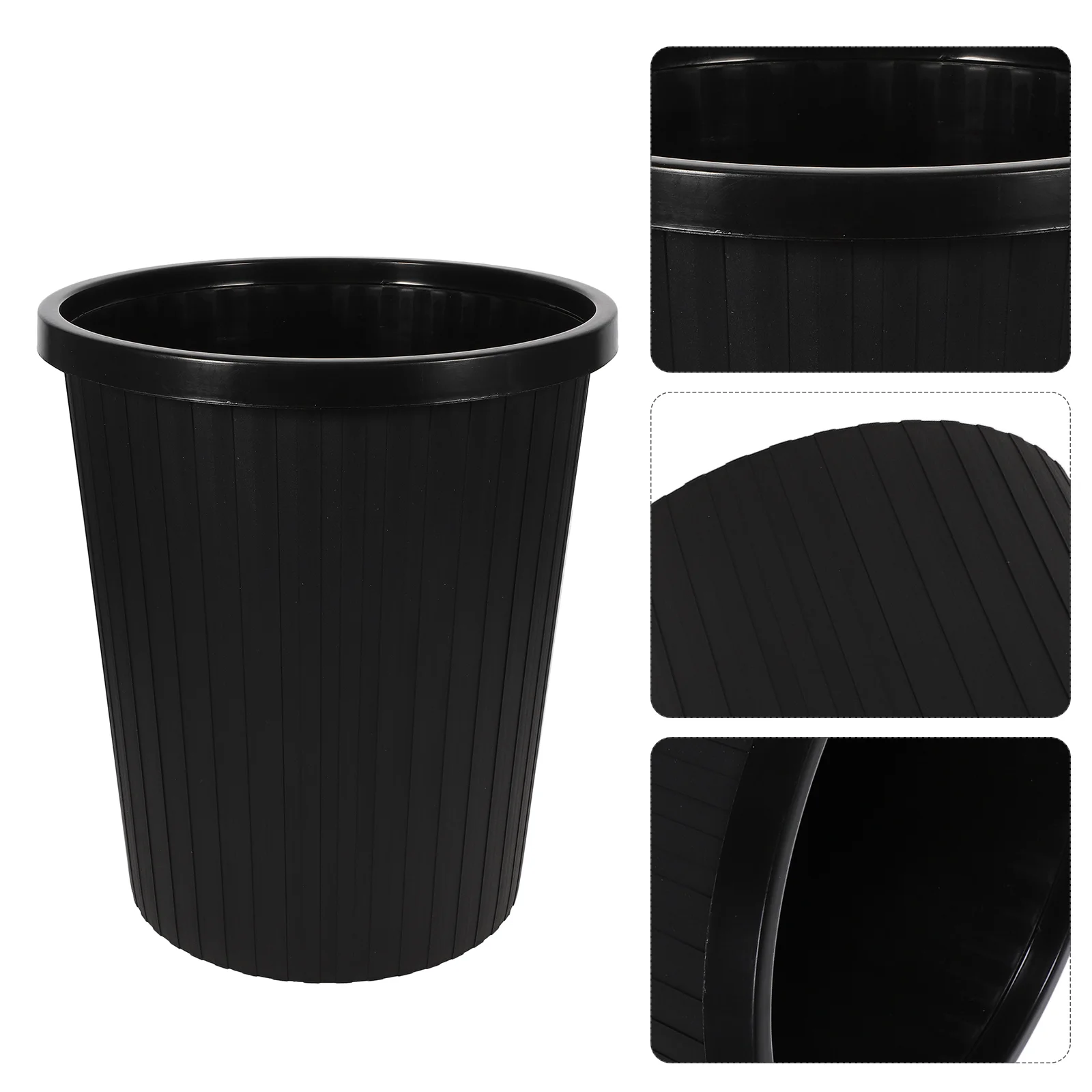 Garbage Can Trash Basket for Bathroom Cans Rubbish Bin Recycling Plastic Waste No Cover Wood Grain Thrash Dustbin