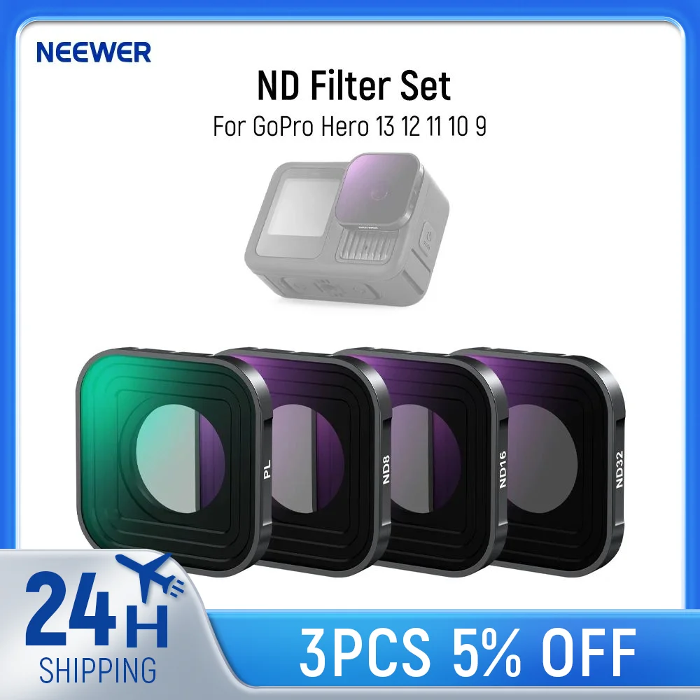 EEWER PL ND Filter Set HD Plastic Neutral Density Polarizer Lens Filter Kit Action Camera Accessory For GoPro Hero 13 12 11 10 9