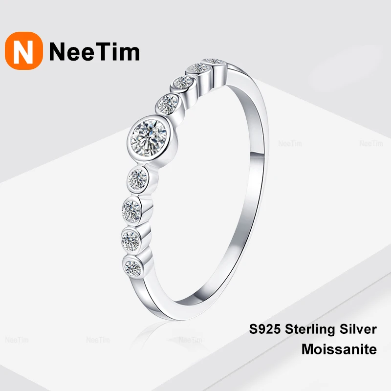 

NeeTim Full Moissanite Ring Engagement Rings for Women 925 Sterling Silver with White Gold Plated Wedding Promise Eternity Band
