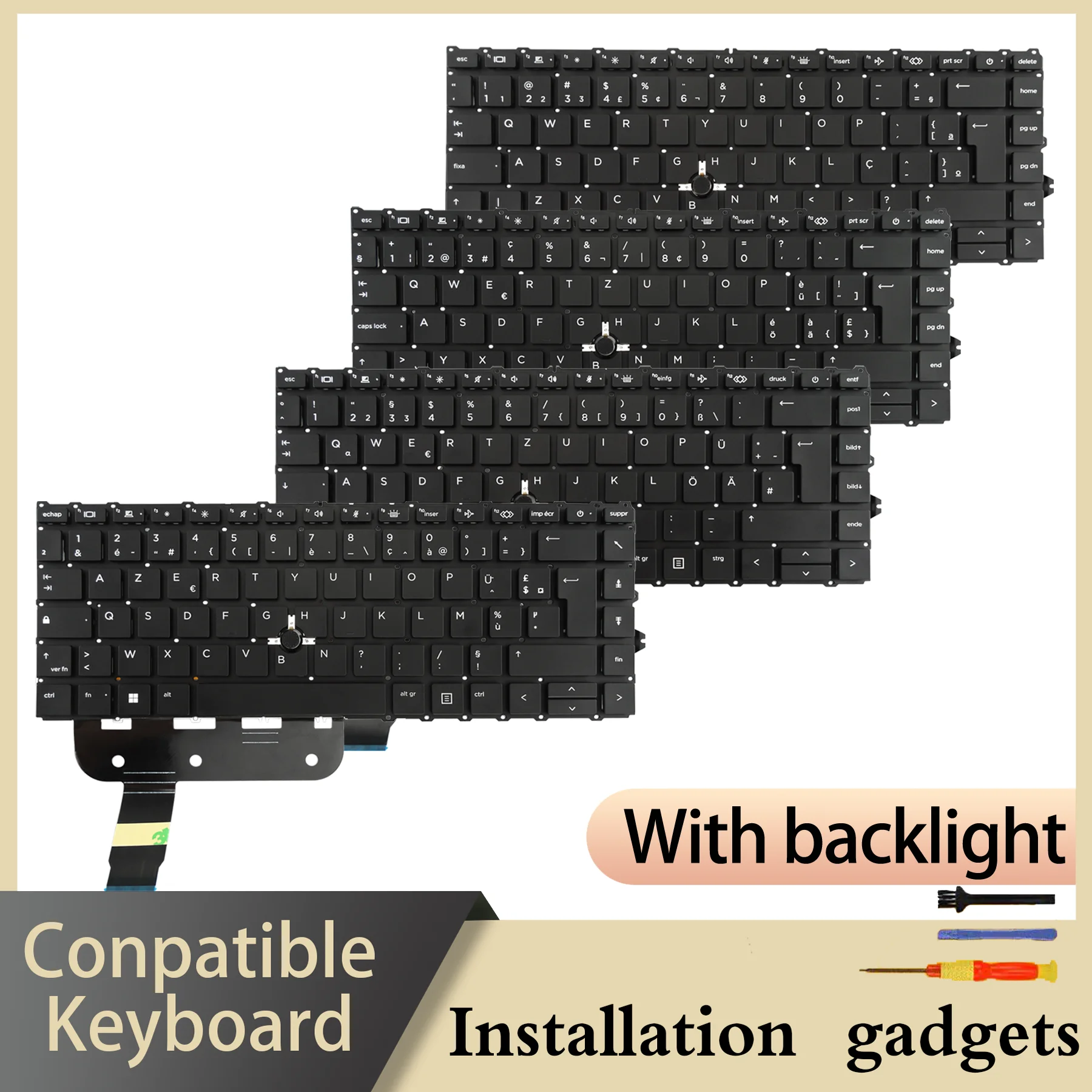 Image of Deutsch Spanisch Französisch Lateinamerikanisch Spanisch UK US Geeignet für HP EliteBook 840 Gen7/845 Gen7/840 Gen8 Beleuchtete Tastatur