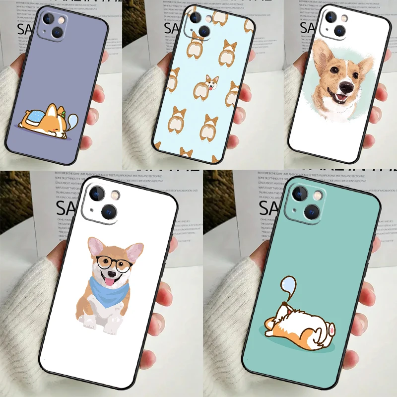 Cartoon Corgi Dog Case For Samsung Galaxy S25 Ultra S25 FE S20 S21 S22 S23 Plus S9 S10 S24 Ultra Phone Cover