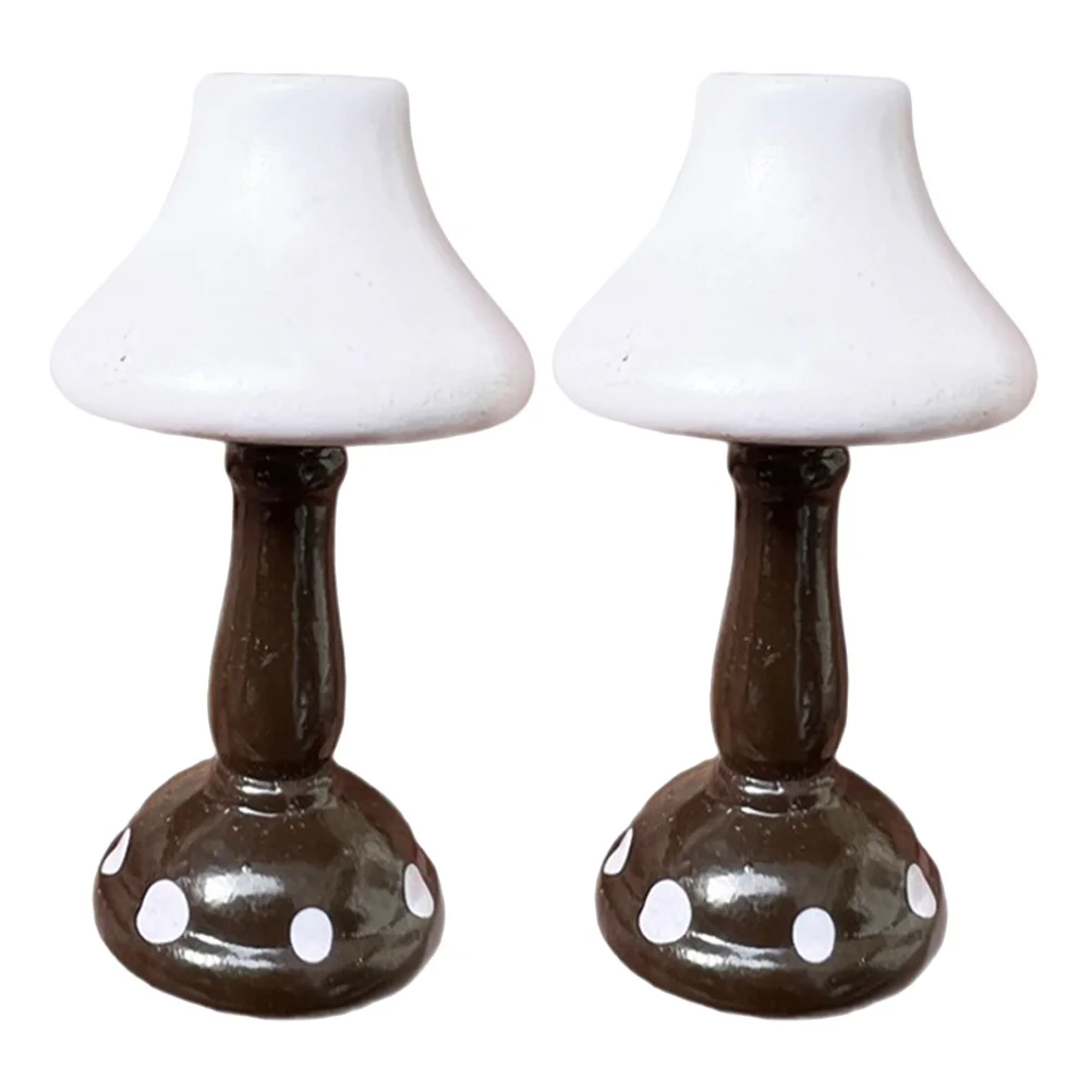

2Pcs Miniature Wooden Bedside Lamp Realistic Design Energy Efficient LED for Mini House Decorative Night Lighting