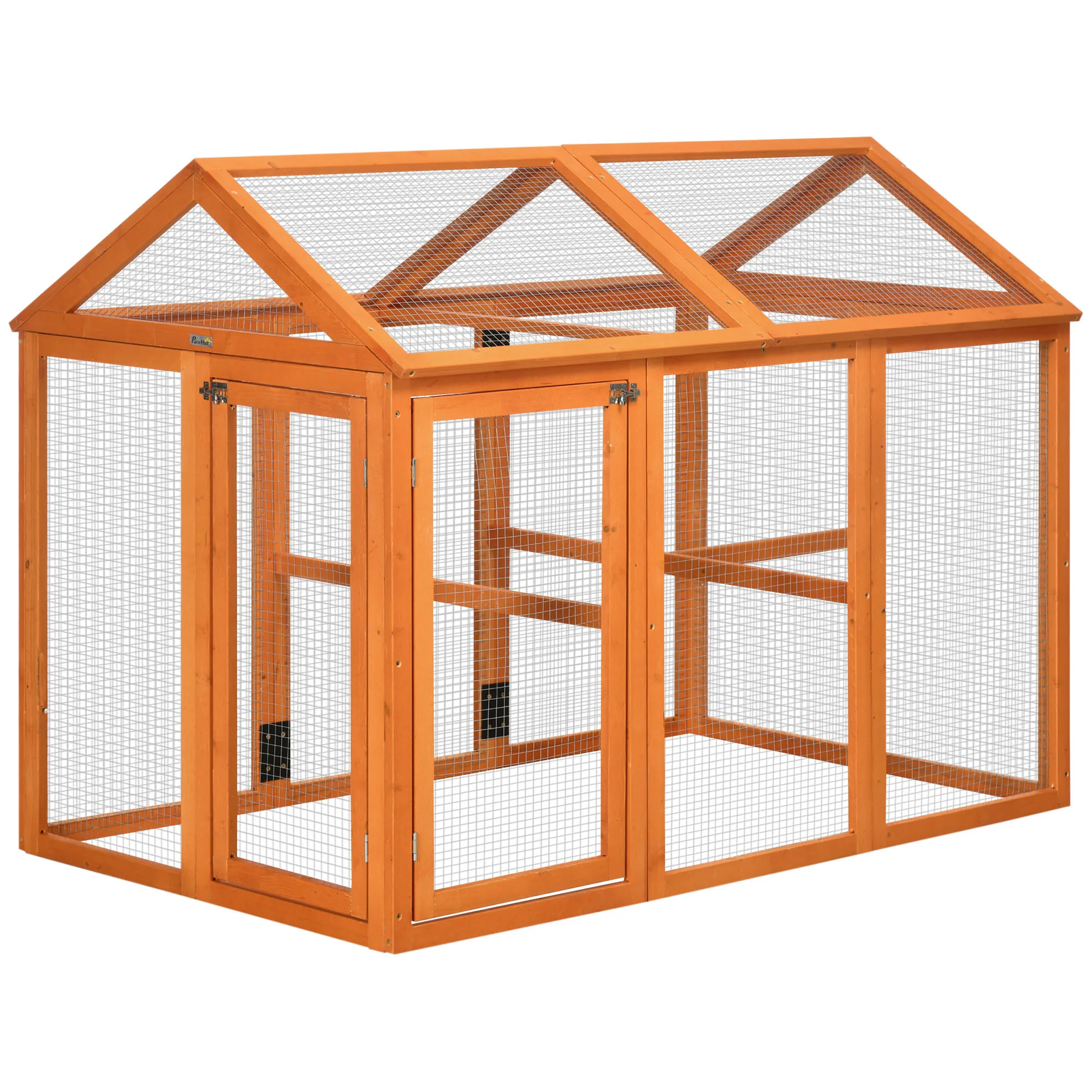 Pawhut Outdoor Kippenhok 140X88,5X106 cm voor 1-3 Kippen Natuurlijk Hout