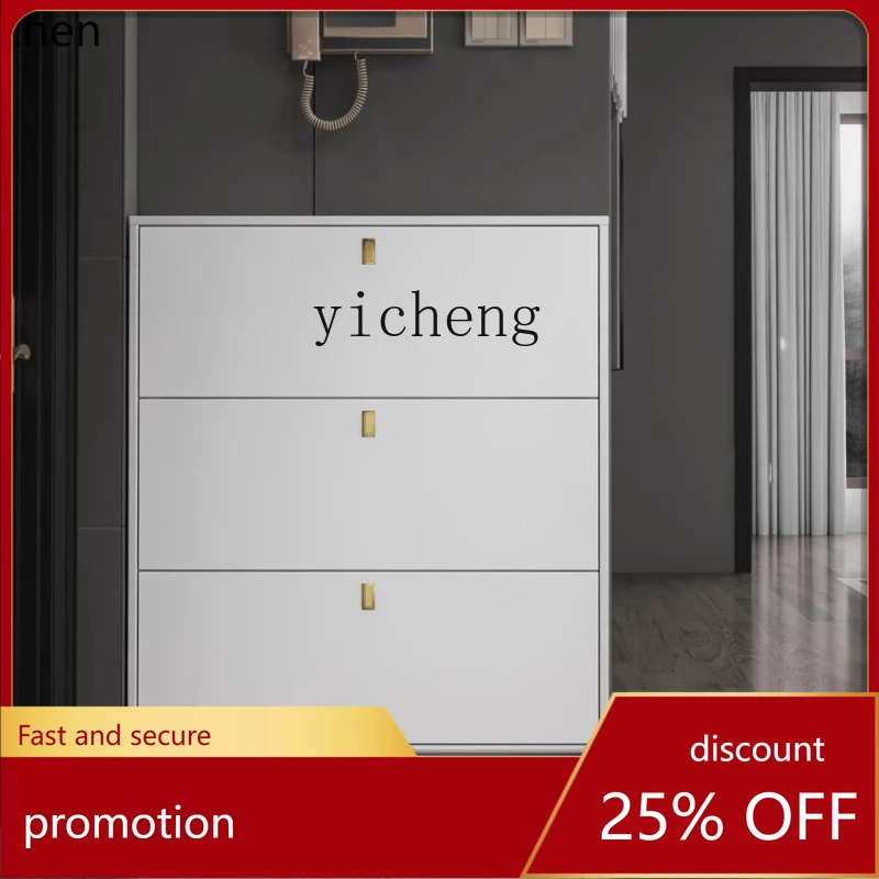 ZML ultra-thin shoe cabinet tipping bucket household door entry tipping bucket integrated against the wall door small apartment