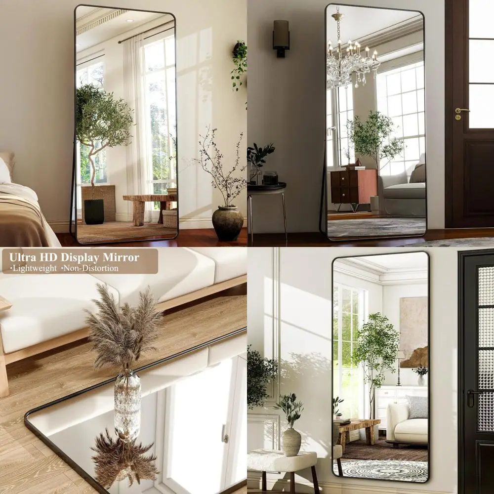 

Зеркало напольное в полный рост 71x32 дюйма - элегантная черная рама для спальни, гостиной или гардеробной