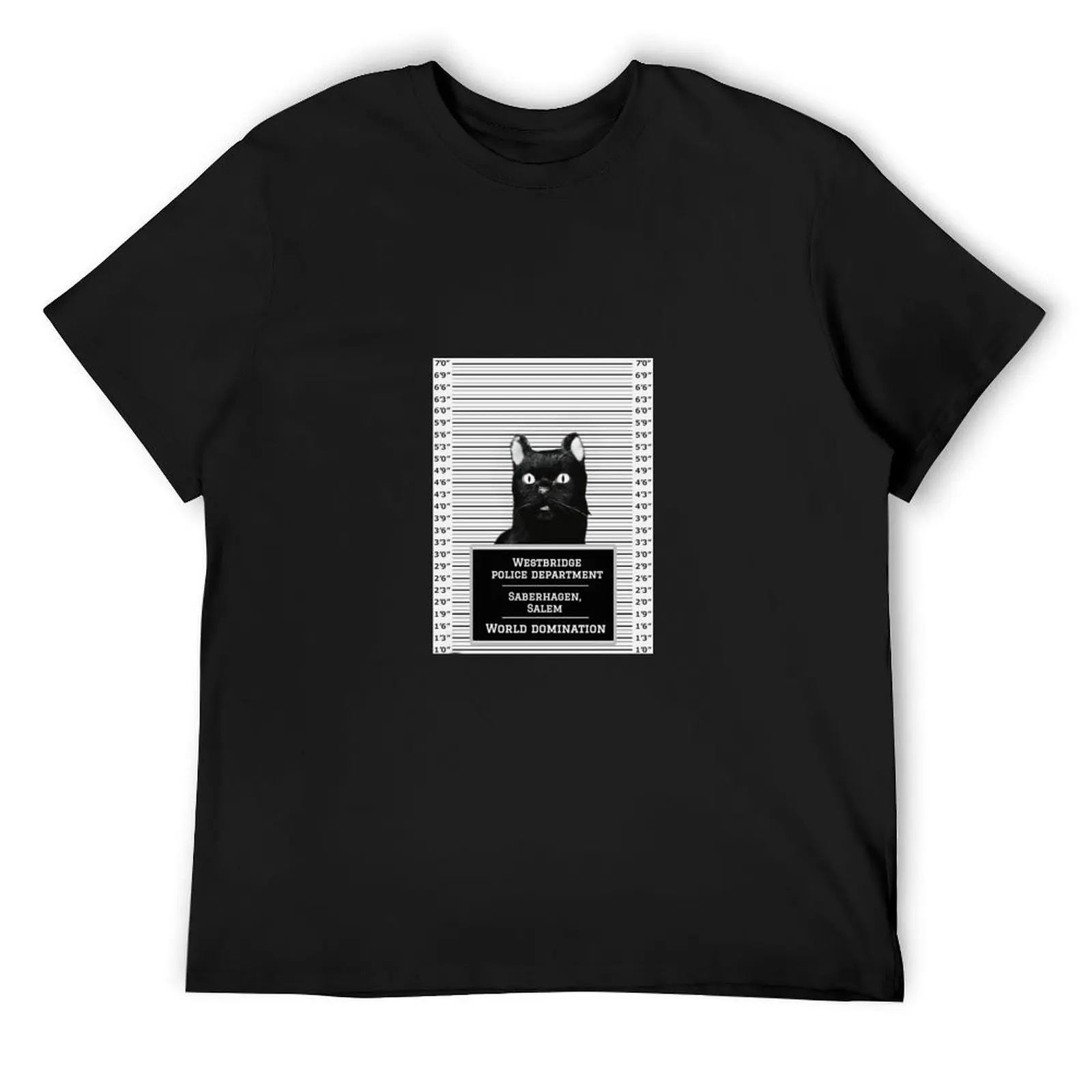 Salem Saberhagen Mugshot, Black Cat, Bad Cat T-Shirt oversized basketball graphic tees mens graphic t-shirts anime