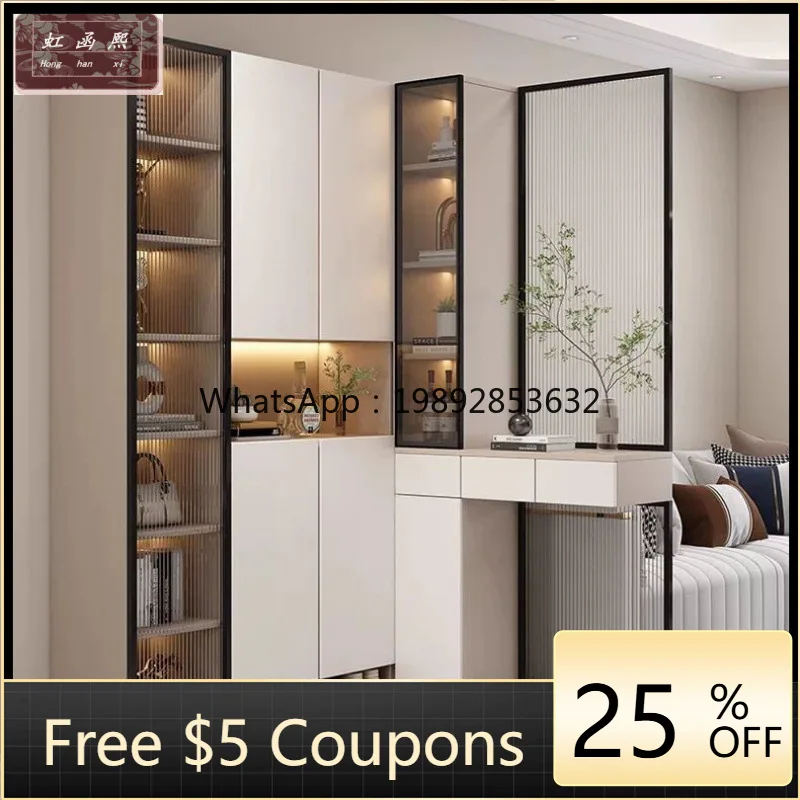 

LYY Simple Entryway Corner L-Shaped Shoe Cabinet Integrated Home Foyer Cabinet Living Room Screen Partition Solid Wood
