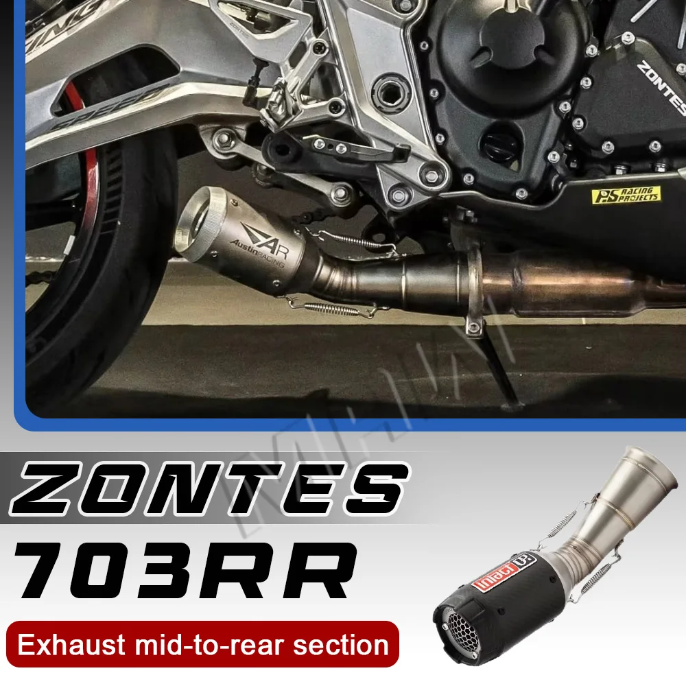 Motorcycle exhaust pipe AR straight pipe for improved performance, stainless steel mid-section and tail section ZONTES 703RR