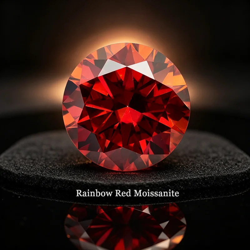 Rainbow Red Moissanite Stone With Certificate 0.5-5.0ct Moissanita Loose Gemstones Pass Diamond Tester with GRA Certificate