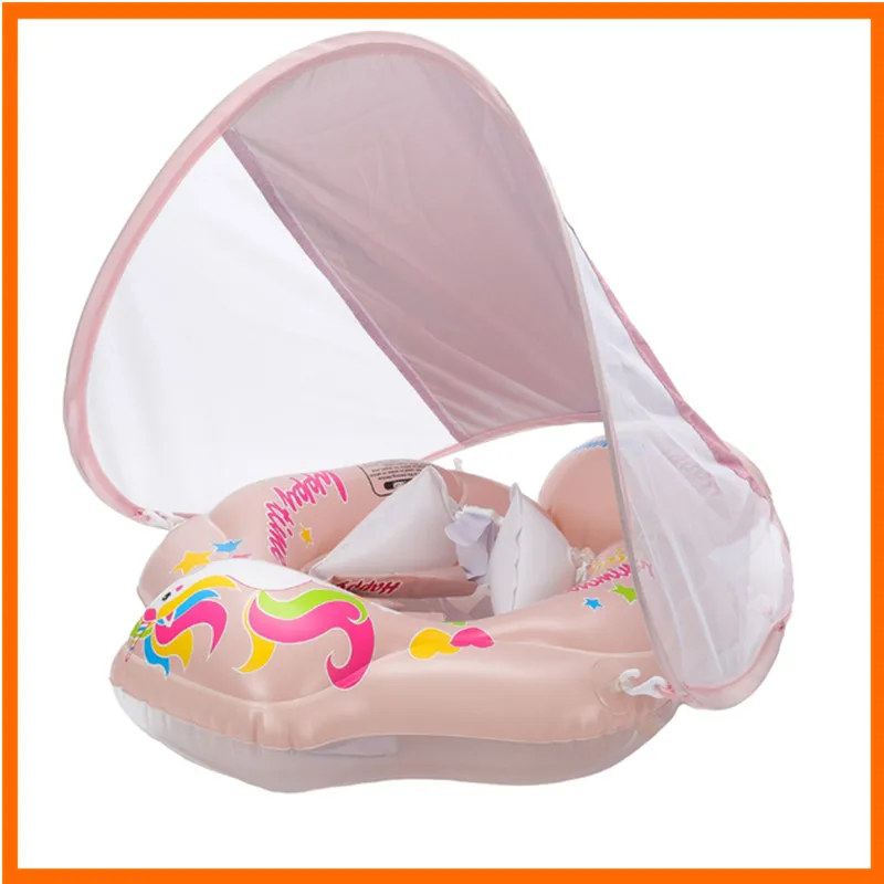 Baby Swimming Float Inflatable Infant Adjustable Safety Floating Swimming Ring with Sunshade Summer Bathing Toys