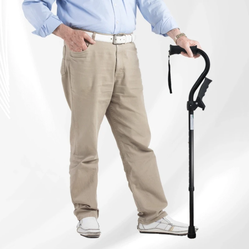 Portable Lightweight Sturdy Mobility Aids Walker for Seniors Walking Cane for Men & Women Adjustable Crutches Auxiliary Handle