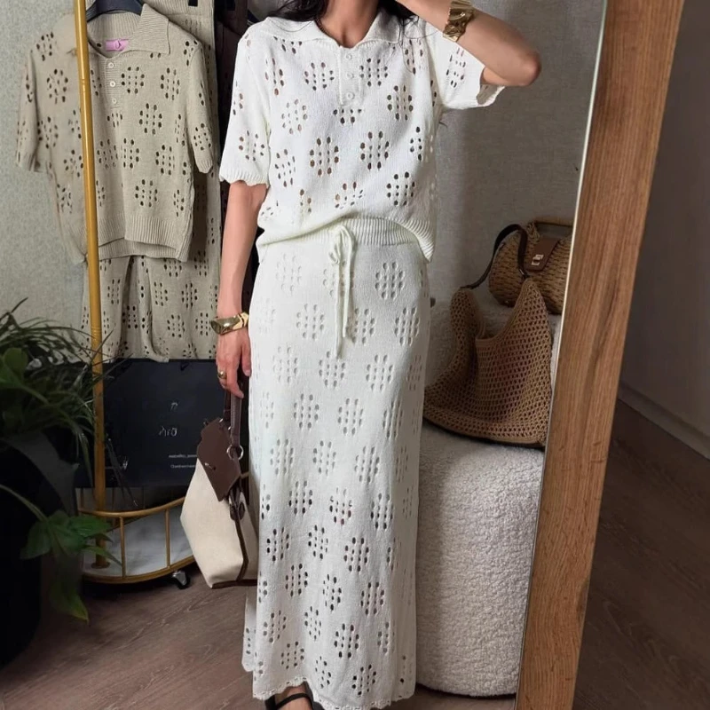 

French Openwork Suit Skirt 2025 Spring and Summer Temperament Loose Top Skirt Women's Suit