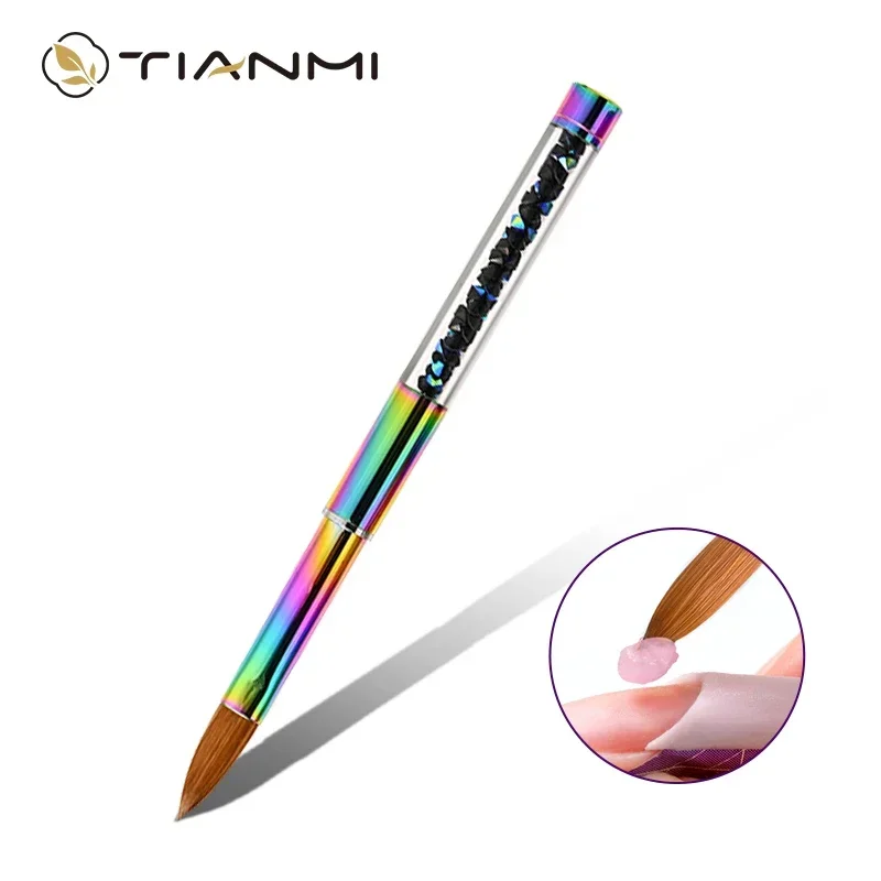 TIANMI Kolinsky Sable Acrylic Nail Brush Colorful Nail Extension Brushes UV Gel Builder Tools Professional DIY Carving Nail Pens