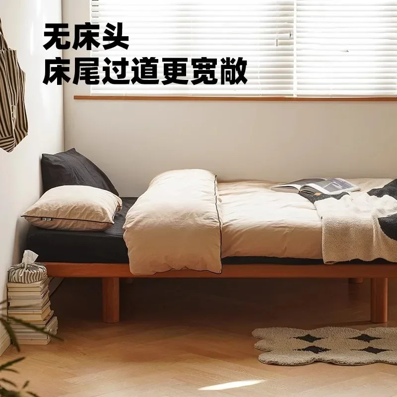 Nordic solid wood flat edge tatami without bedside 5