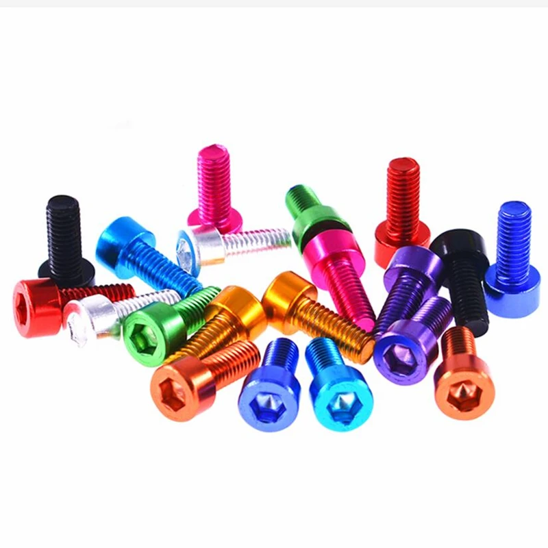 Alumínio colorido anodizado Hex Hexágono Soquete Cap Cabeça, parafusos de máquina, DIN912, M3 M4 M5 M6, 10Pcs