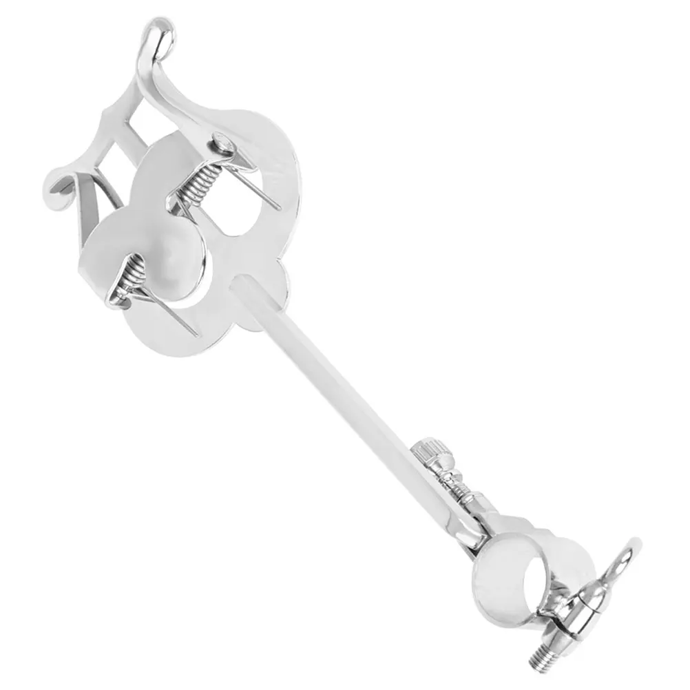 

Portable Music Stand for Piccolo Silver Adjustable Knob Sheet Clip Practice Performance Foldable Score Holder Book Binder Metal
