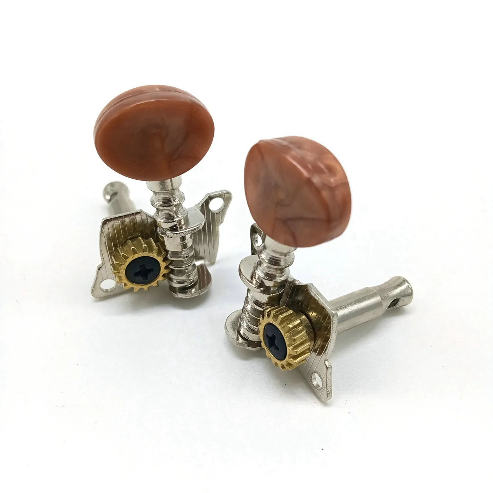 ABKV-12X 6R6L Metal Ukulele Locking String Tuner Guitar Tuning Peg Machine Head With Brown Head Pegs For Ukulele Guitar Part