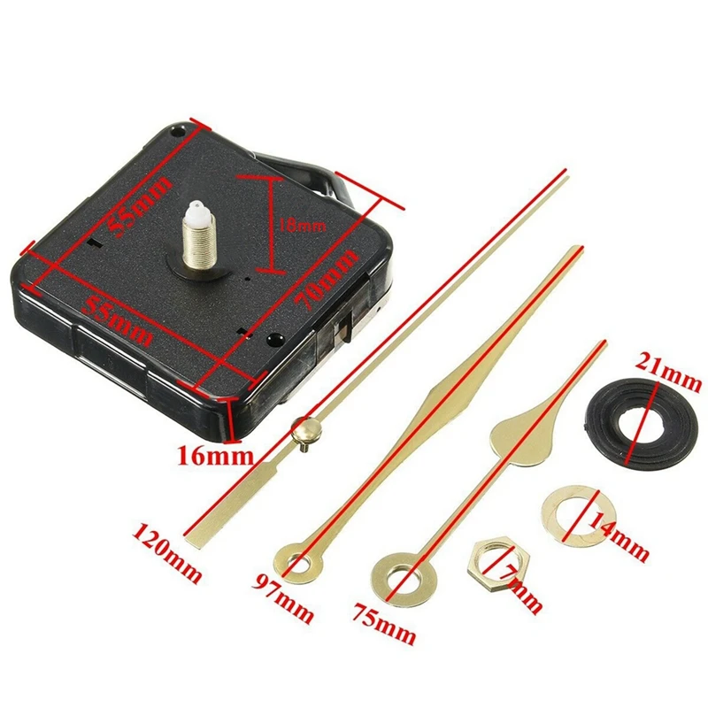 A25F-10Pcs 18Mm Silent Movement Sets DIY Spindle Hands Wall Quartz Clock Movement Mechanism Repair Tools Part Clock Kit