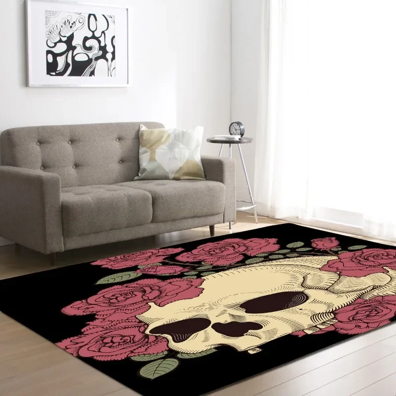 VIKAMA Variety of Fashion Trends Personality Skull Living Room Carpet Bedroom Dining Room Mat Bathroom Entry Door Bay Window