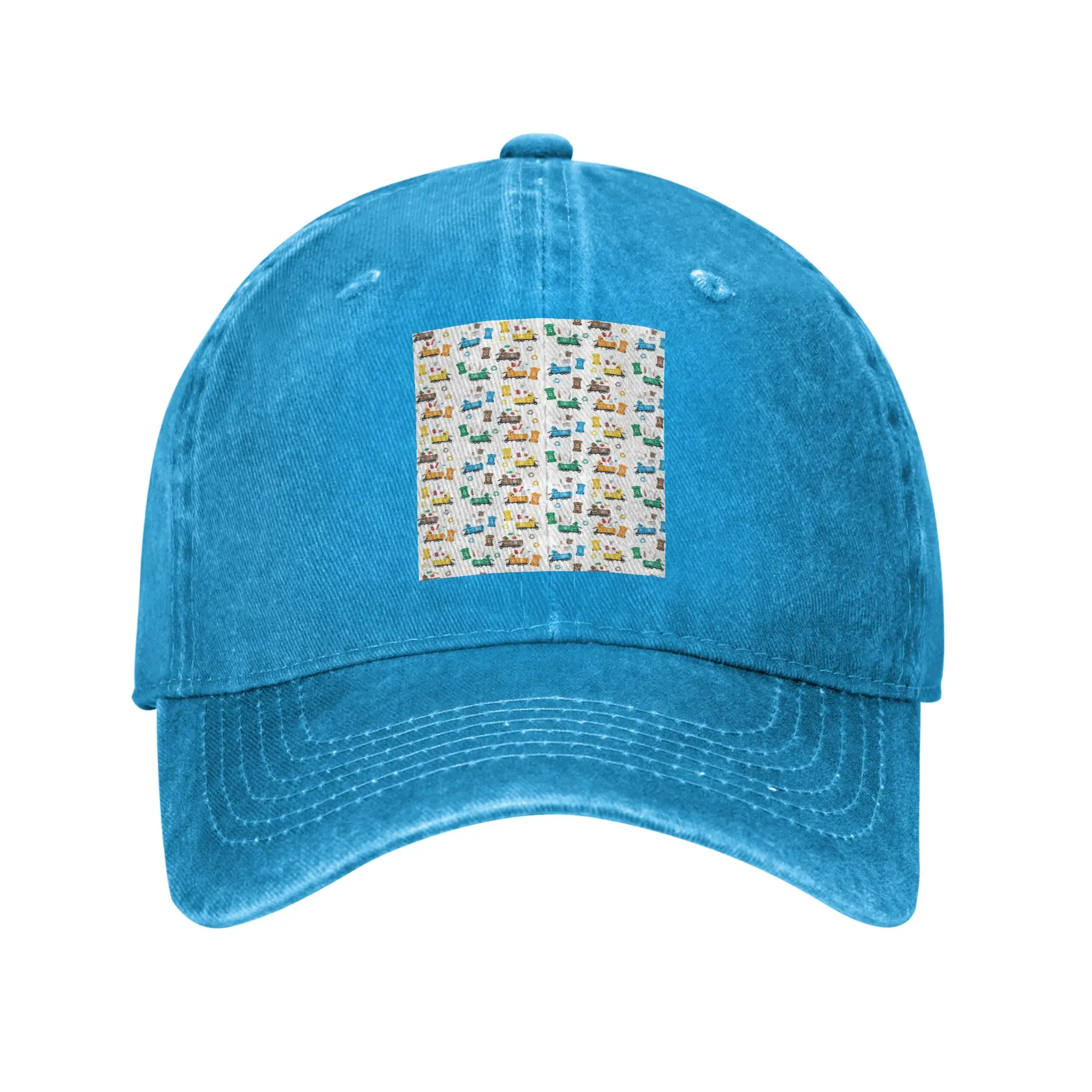 Colorful Recycling Garbage Trucks and Bins Denim Cap Casual Baseball Caps Adjustable Hat Summer Unisex Baseball Hats