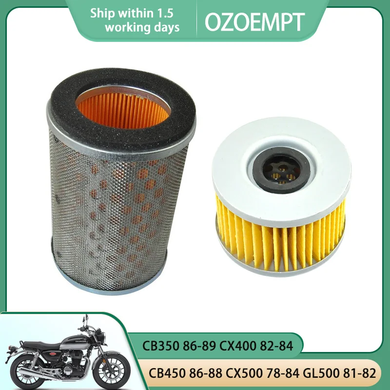 

OZOEMPT Motorcycle Air & Oil Filter Set Apply to CB350 86-89 CX400 82-84 CB450 86-88 CX500 78-84 GL500 81-82