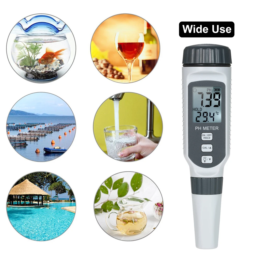 Digital PH Meter High Precision Temperature Water Quality Tester IP65 Waterproof Portable Digital Acidity Meter Test Pen