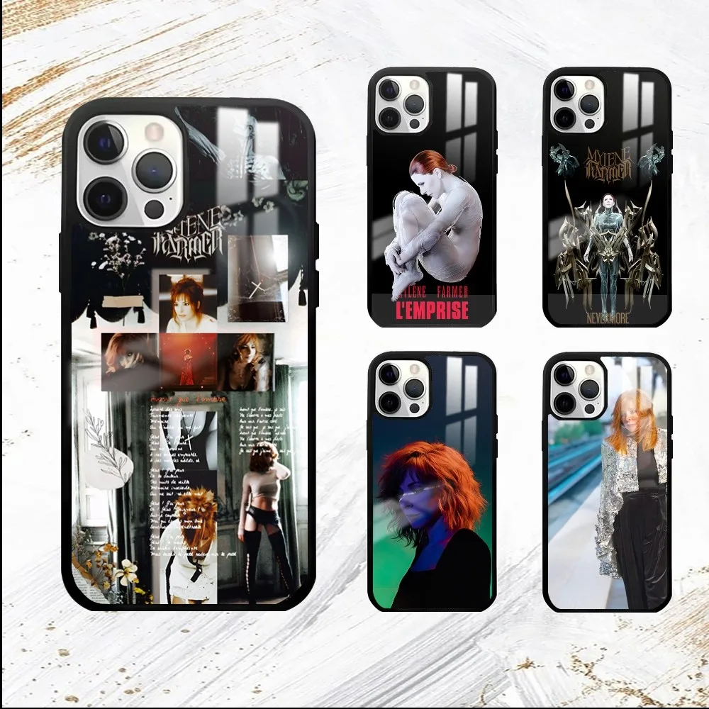 Singer Mylene Farmer Phone Case For iPhone 16 15 14 13 12 11 Pro Max Plus Mini PC Fashion mirror phone case