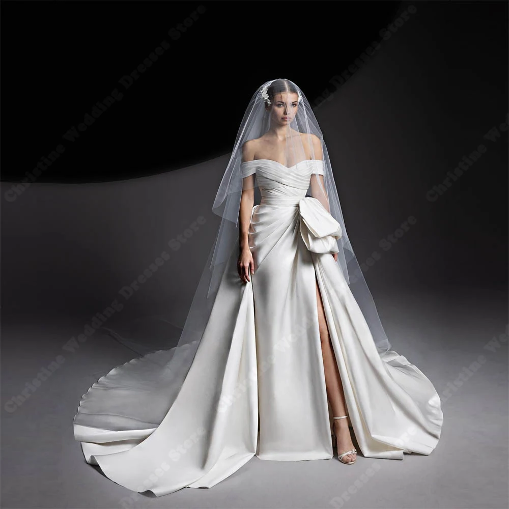 Elegante Off-The-Shoulder Vrouwen Trouwjurken Sexy Dweillengte Bruidsjurken Zeemeermin Mouwloze Prinses Vestidos De Novias