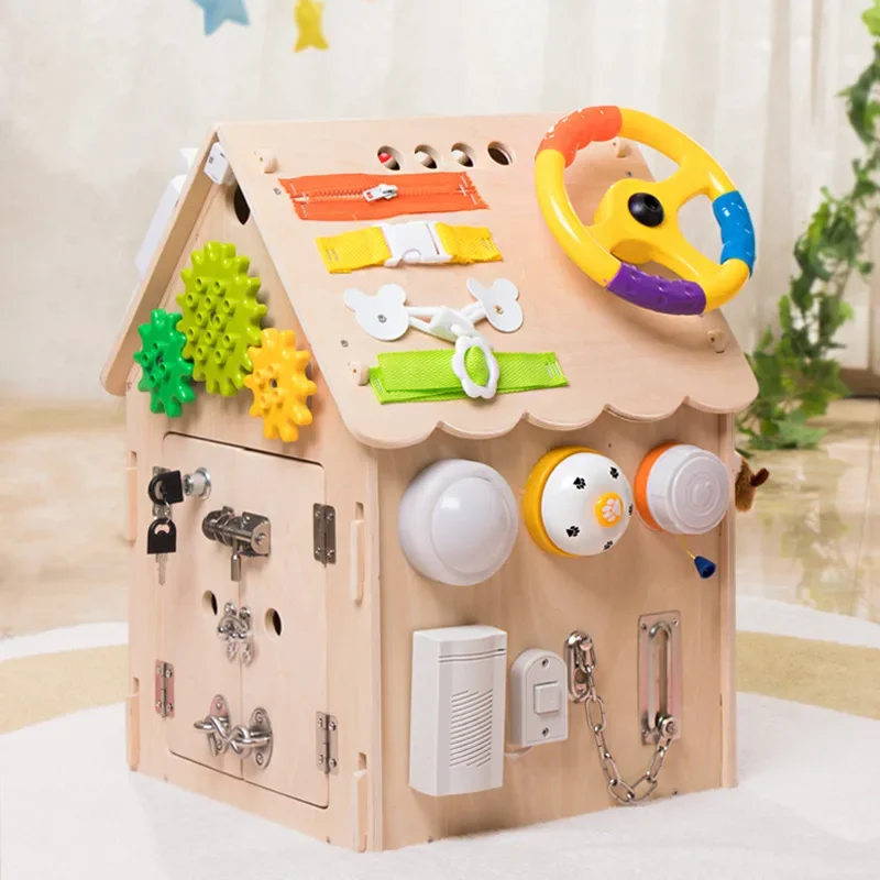 Quebra-cabeça de madeira ocupado casa de bonecas caixa de tesouro montessori educação matemática brinquedo sensorial da criança brinquedos ocupados jogos de tabuleiro bloco magnético presente