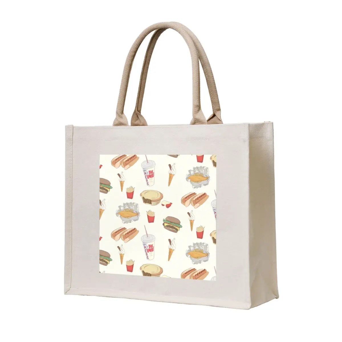 

Hand Drawn Fast Food Illustrations Tote Bag eco pack Customizable tote bag tote bag custom shopping logo