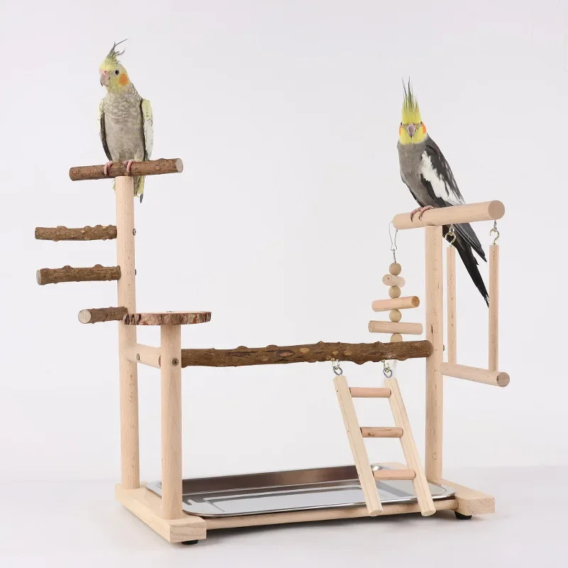 Pepper Wood Parrot Stand Bird Swing Toy Game Field Interactive Training Frame Bird Shelf Standing Stick Bird Playground Ladder