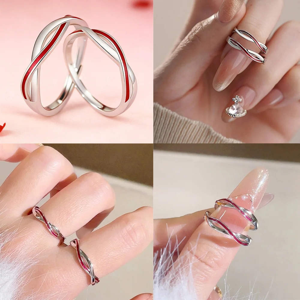Marriage Red String Adjustable Couple Rings Men Women 1 Pair Enamel White Copper Fashion Finger Jewelry Wholesale Drop Shipping