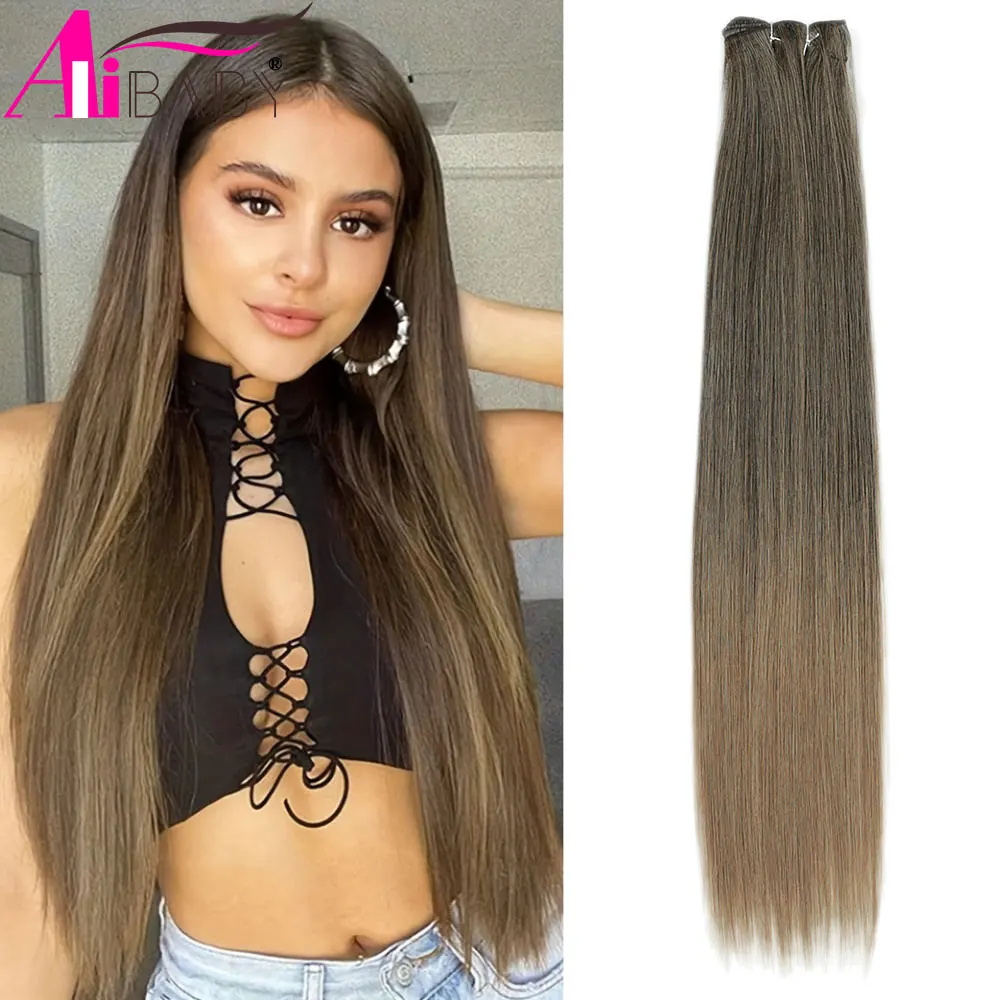 Alibaby حزم من شعر مفرود ملحقات السلس أومبير الشعر النسيج 26 بوصة طويلة الاصطناعية حزم شعر مستقيم كامل حتى النهاية 150 جرام #2