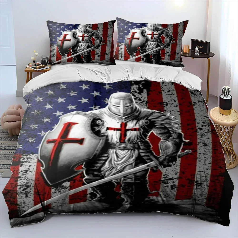 Cavalier Knight Templar Crusaders Bedding Set Duvet Cover Bed Set Quilt Cover Pillowcase Comforter king Queen Size Boys Adult