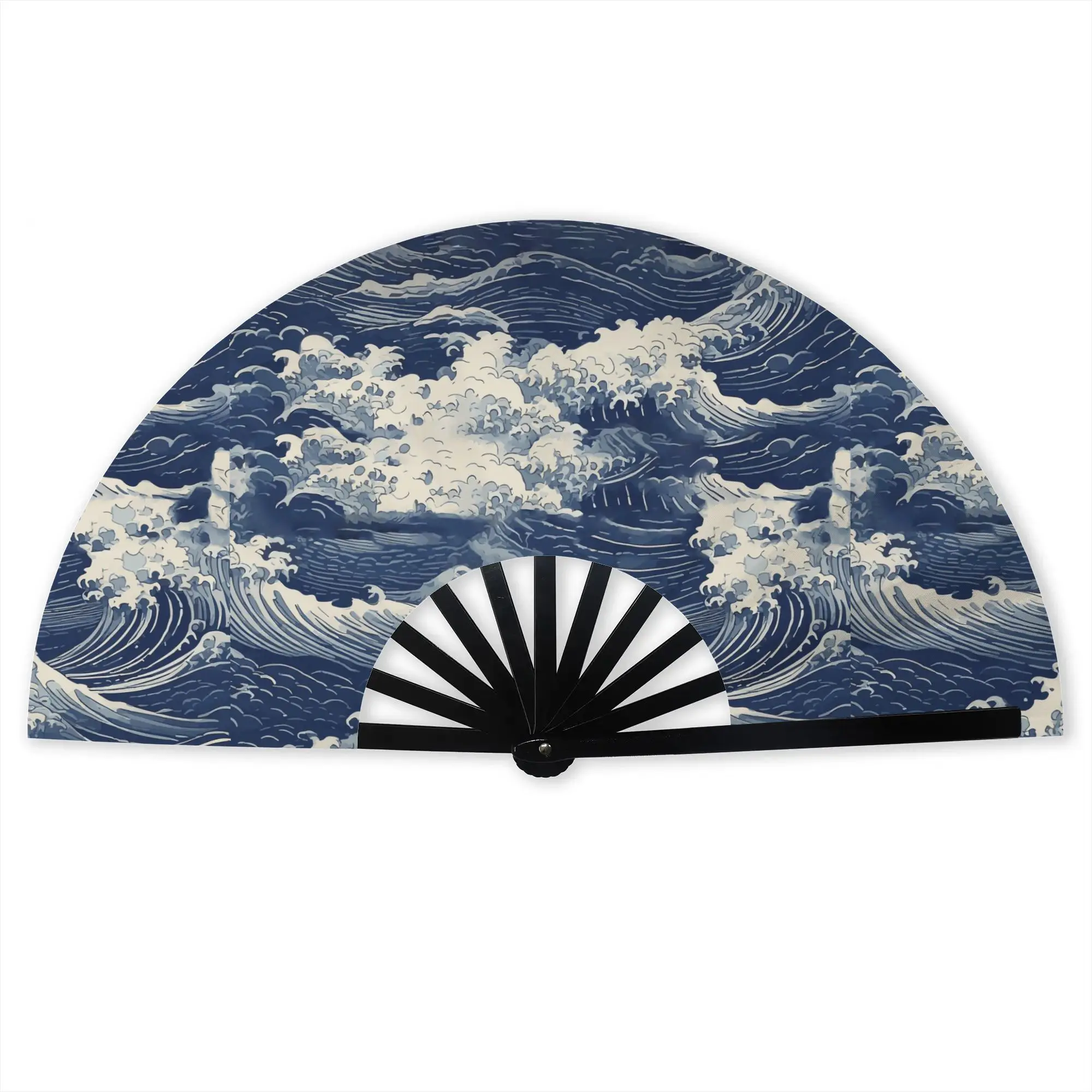 Custom The Great Wave Off Kanagawa Promotional Gift Hand Fan Wedding  Durable Folding Fans Unique Bulk Pack Fan