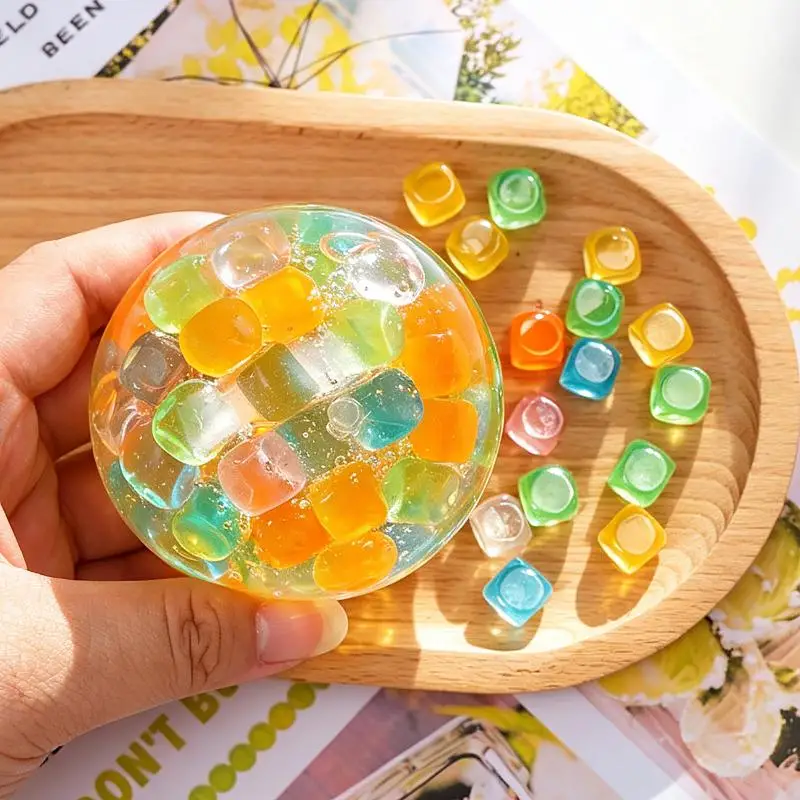 50Pcs Novelty Fidget Square Beads Cube Sensory Squeeze Balls Stress Relief Toys For DIY Making Kids Adults Relieve