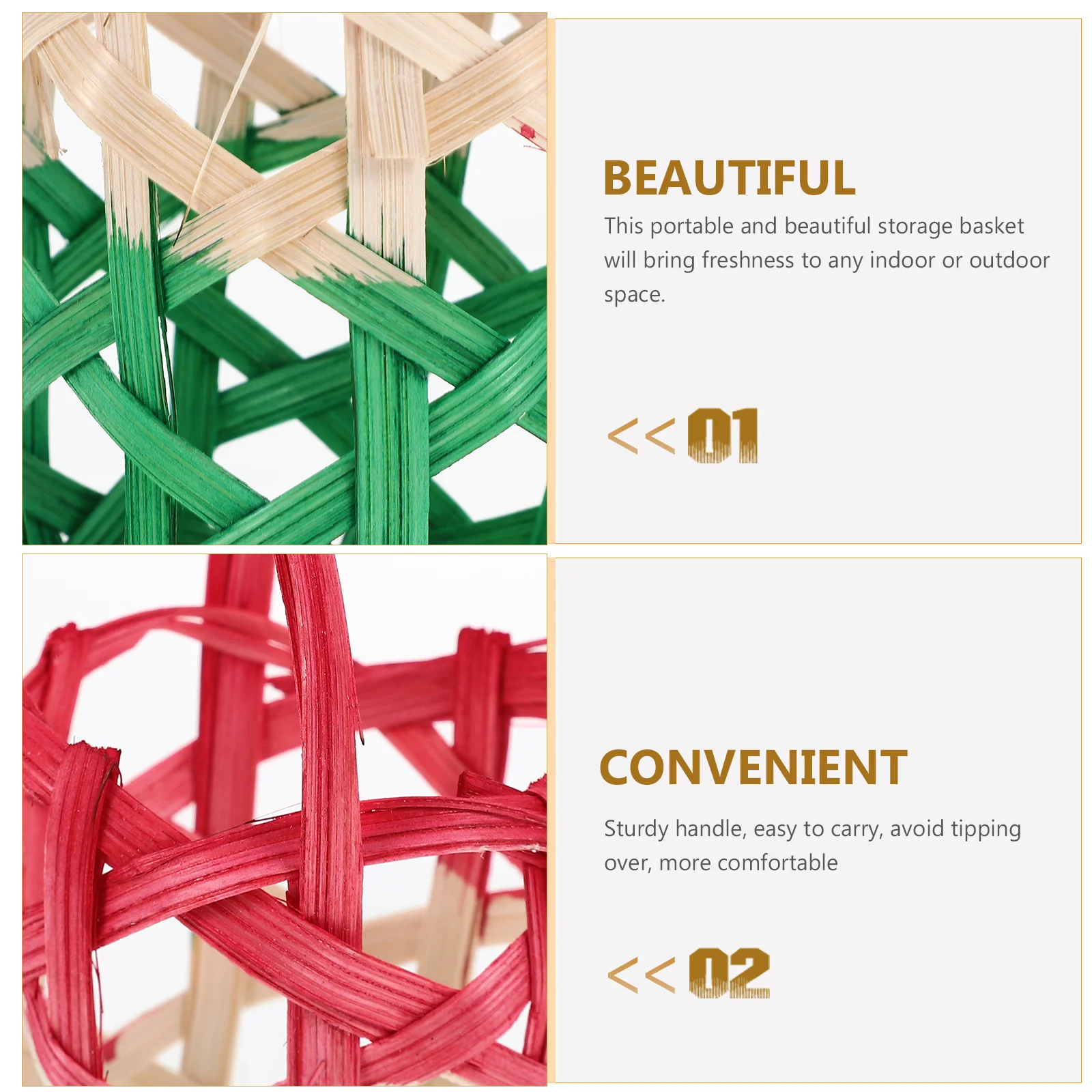 3pcs Handheld Bamboo Basket Portable Egg Storage Basket Household Organizer Container Large Capacity Picnic Baskets For Snacks