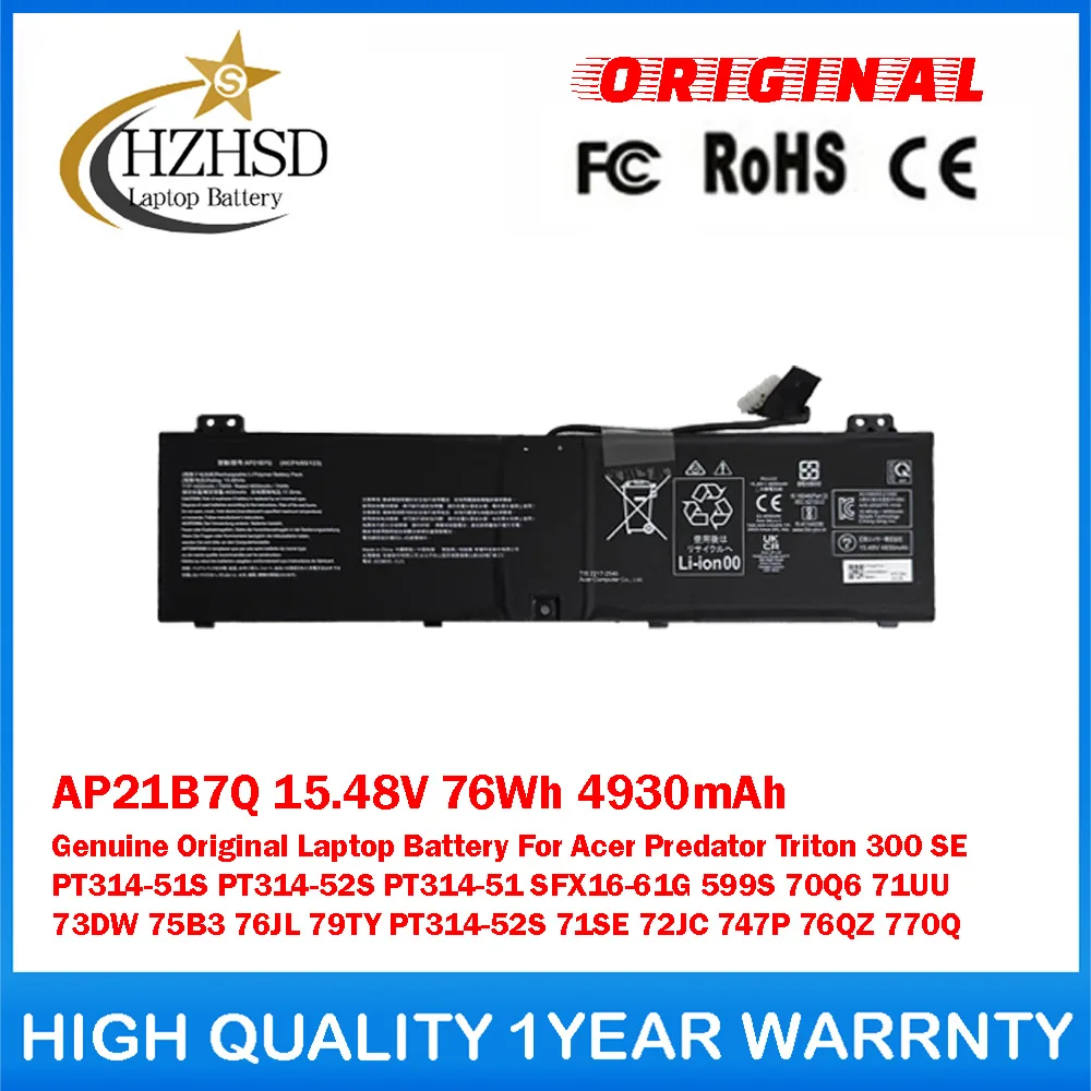 AP21B7Q 15.48V 76Wh 4930mAh Genuine Original Laptop Battery For Acer Predator Triton300SE PT314-51S PT314-52S PT314-51 SFX16-61G
