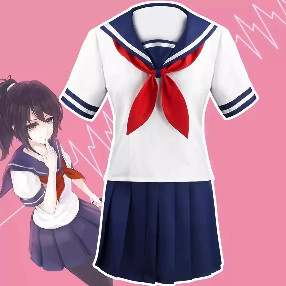 Ayano Aishi Anime Cosplay Fantasia, Yandere Simulator Yandere Chan, Terno de marinheiro, Uniformes Jk do ensino médio,