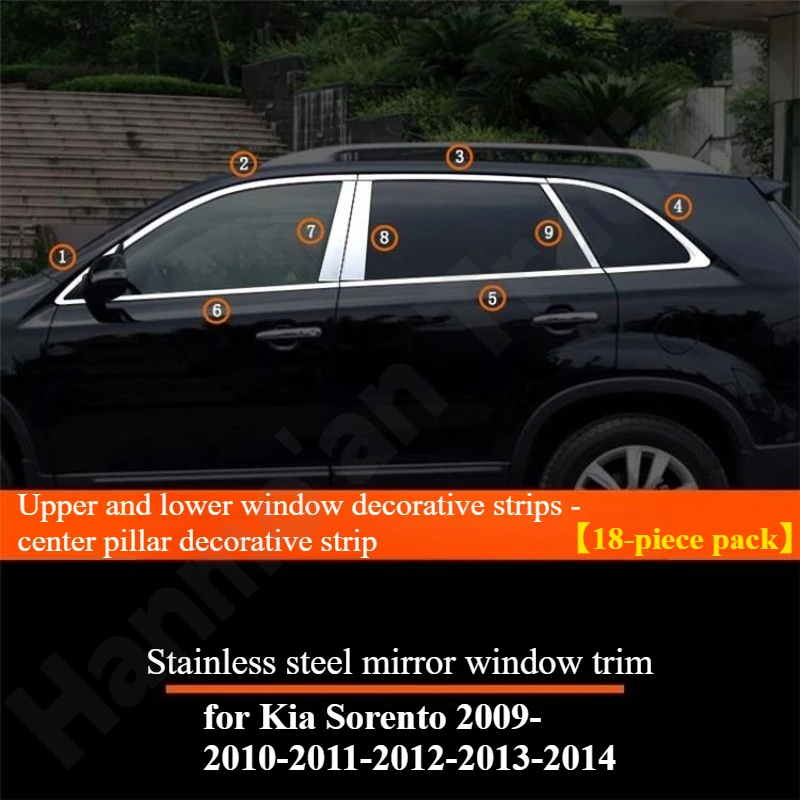 

for Kia Sorento 2009-2010-2011-2012-2013-2014 Stainless steel window decorative strip/automotive door and window supplies