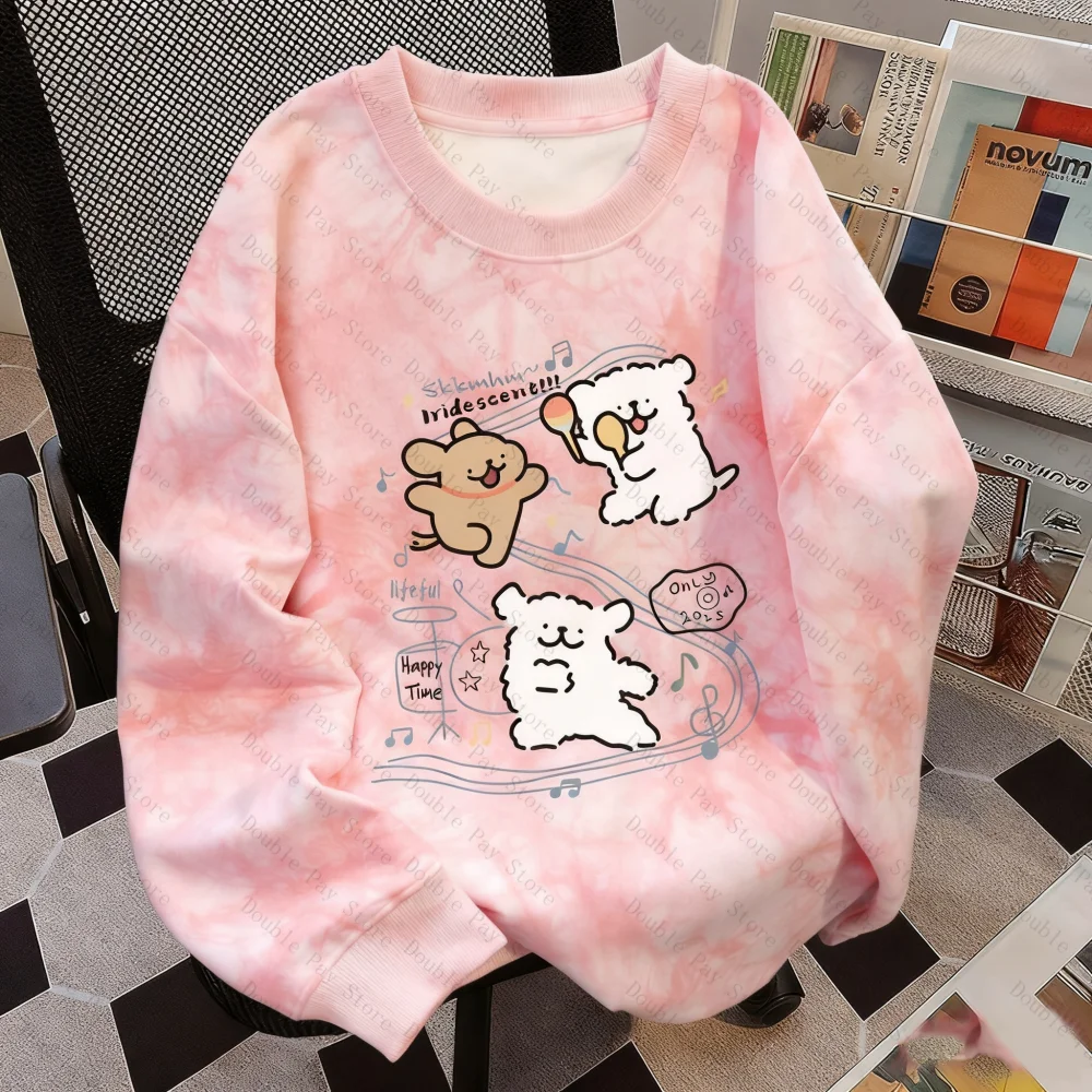 سترة هالو كيتي اللطيفة والمتعددة الاستخدامات برقبة دائرية للرجال والنساء، سترة فضفاضة وتنحيف لخريف وشتاء، سترة برقبة دائرية #2